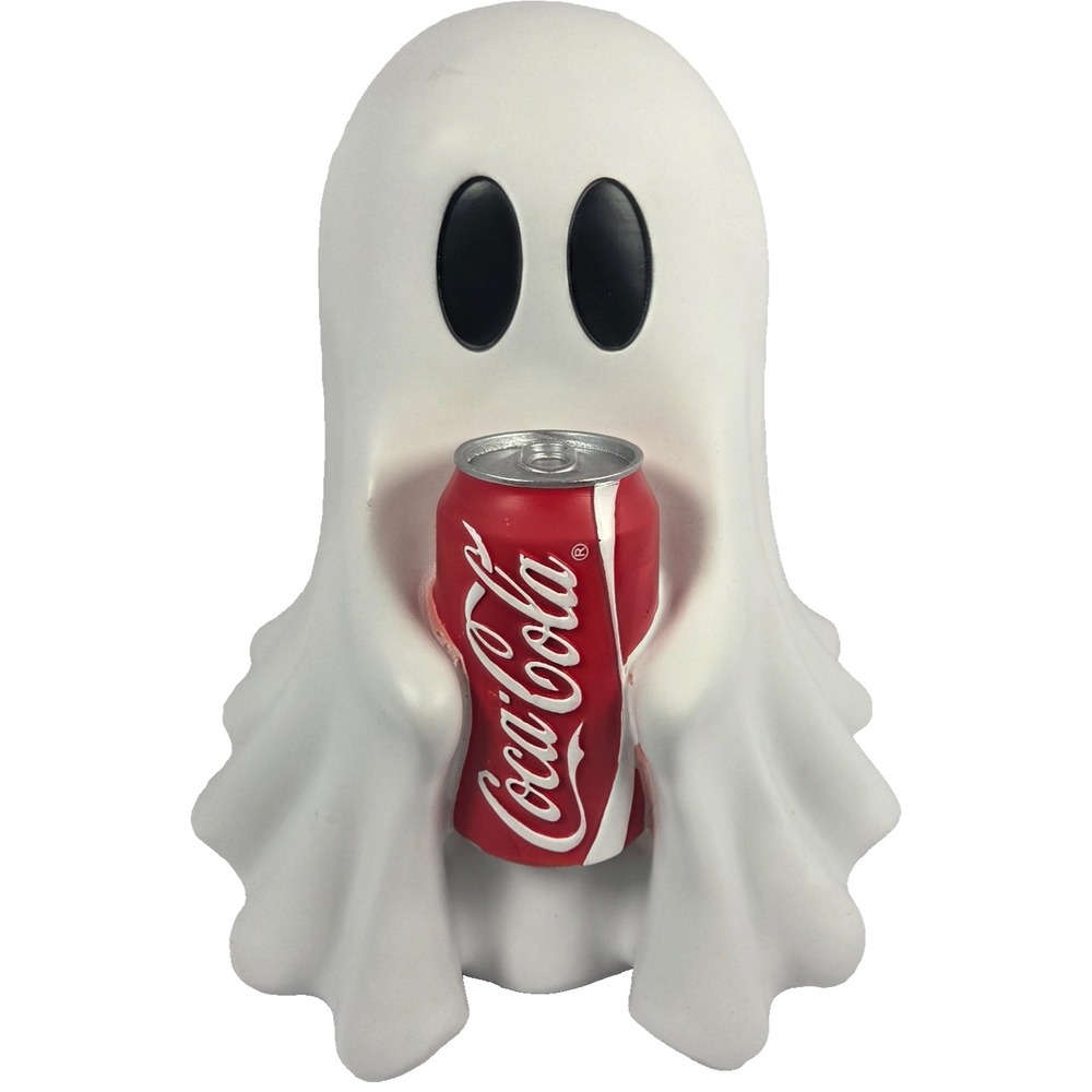 Coca Cola Ghost Figurine Halloween Decor 10.5 Inch White Red New Collectible